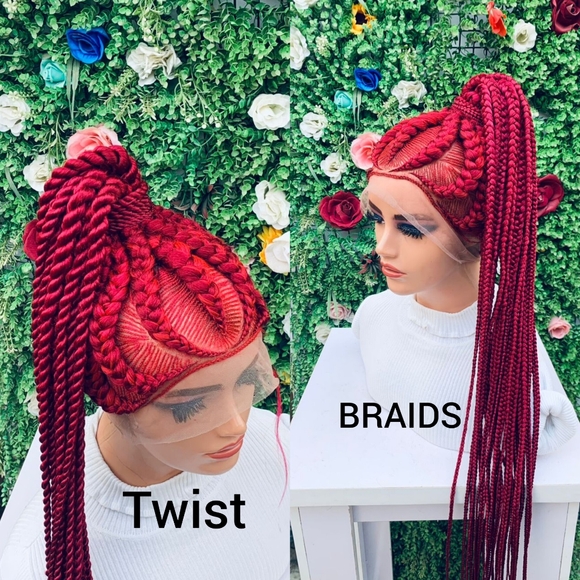 Ponytail Braided Wigs On 360 Closure 50